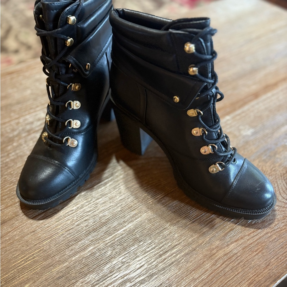 G by Guess Black Lace-Up Ankle Boots